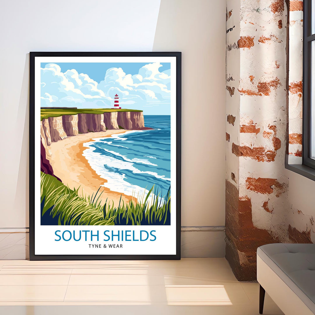 South Shields Travel Poster UK Coastal Art South Shields Poster Scenic North East England Poster South Shields