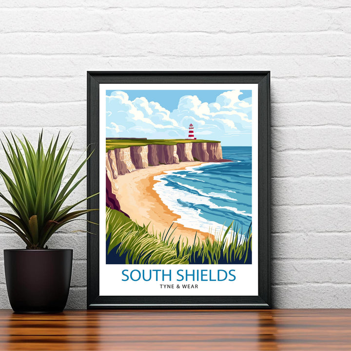 South Shields Travel Poster UK Coastal Art South Shields Poster Scenic North East England Poster South Shields