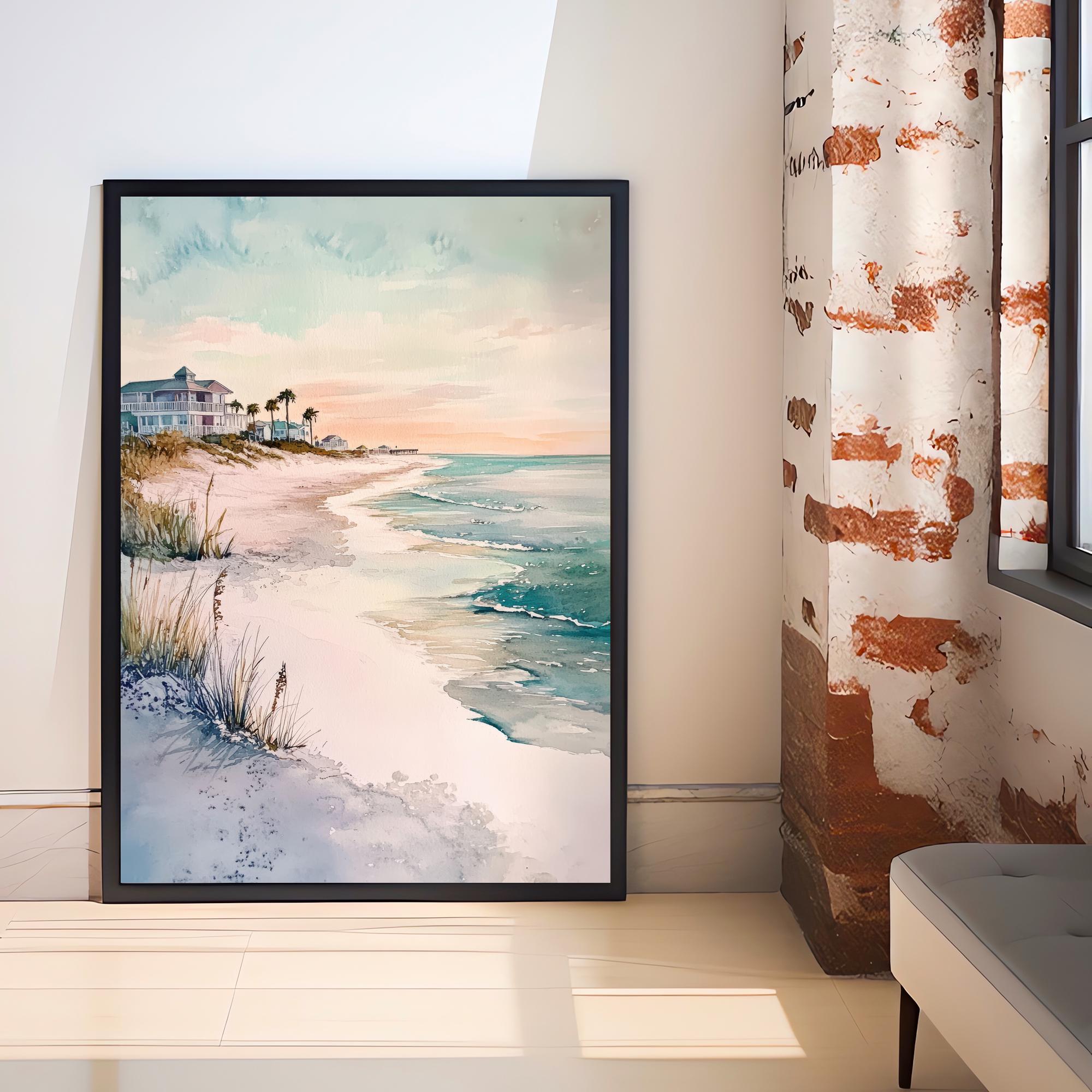 Gulf Shores Watercolor Painting Alabama Beach Art Gulf Shores Print Watercolor Seascape Beach Decor Scenic Gulf Coast Art