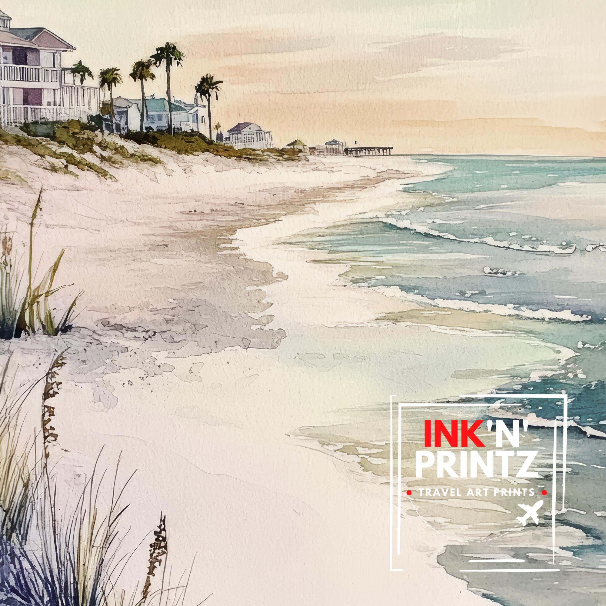 Gulf Shores Watercolor Painting Alabama Beach Art Gulf Shores Print Watercolor Seascape Beach Decor Scenic Gulf Coast Art