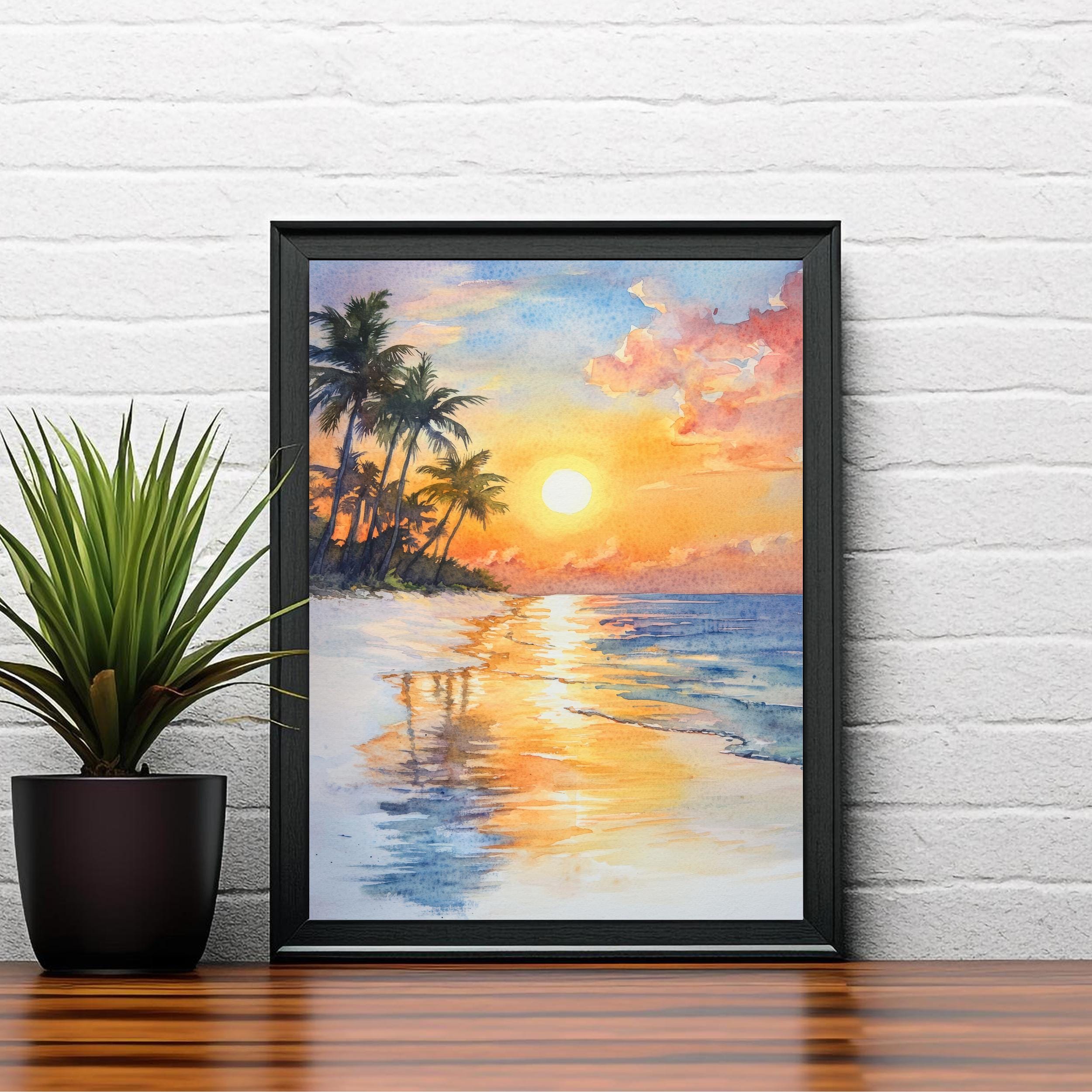 Key West Florida Watercolor Painting Key West Beach Art Florida Print Watercolor Seascape Tropical Art Key West Decor
