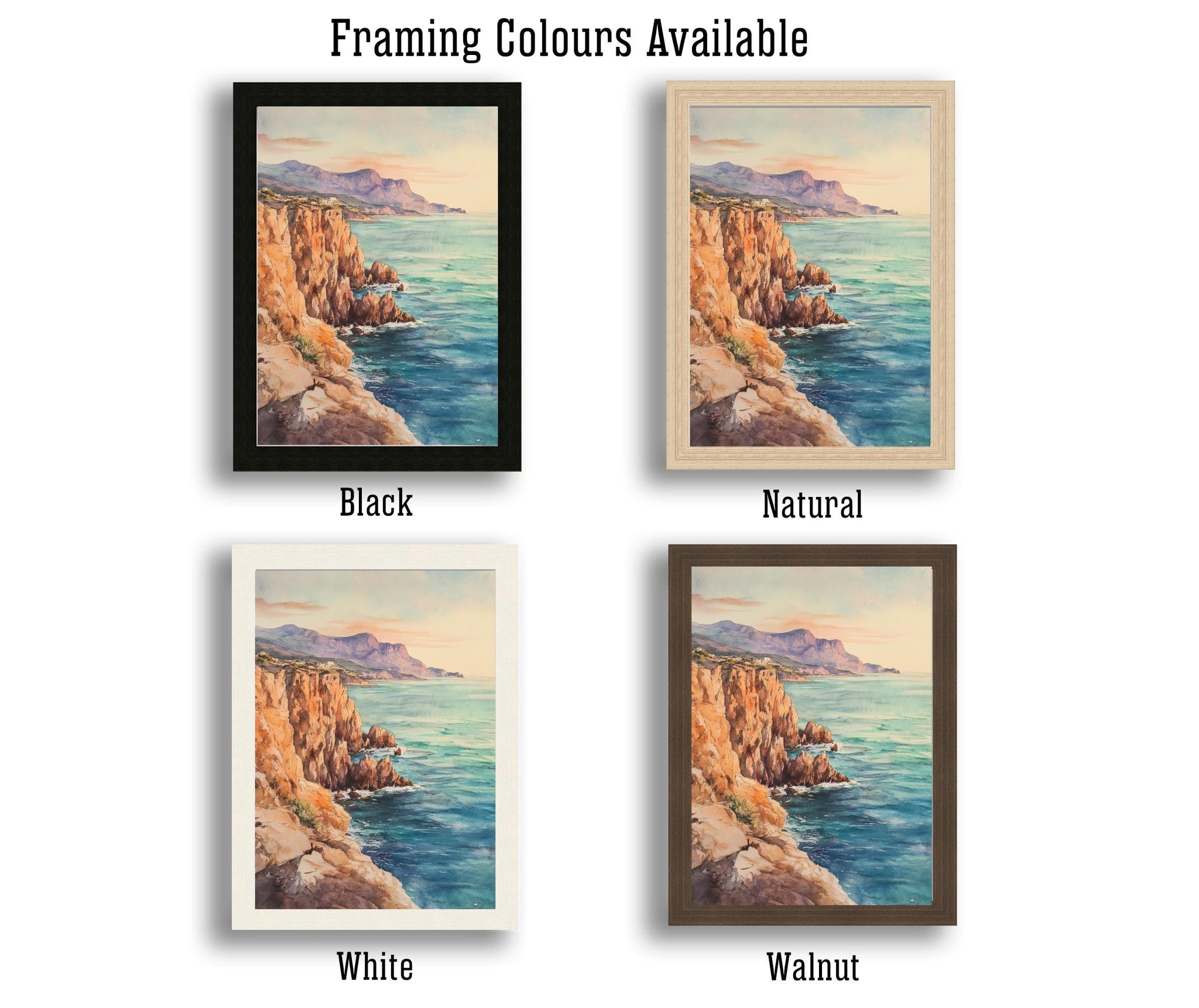 Sunset Cliffs Watercolor Painting Coastal Art Sunset Beach Print Seascape Watercolor Scenic Cliffs Wall Art