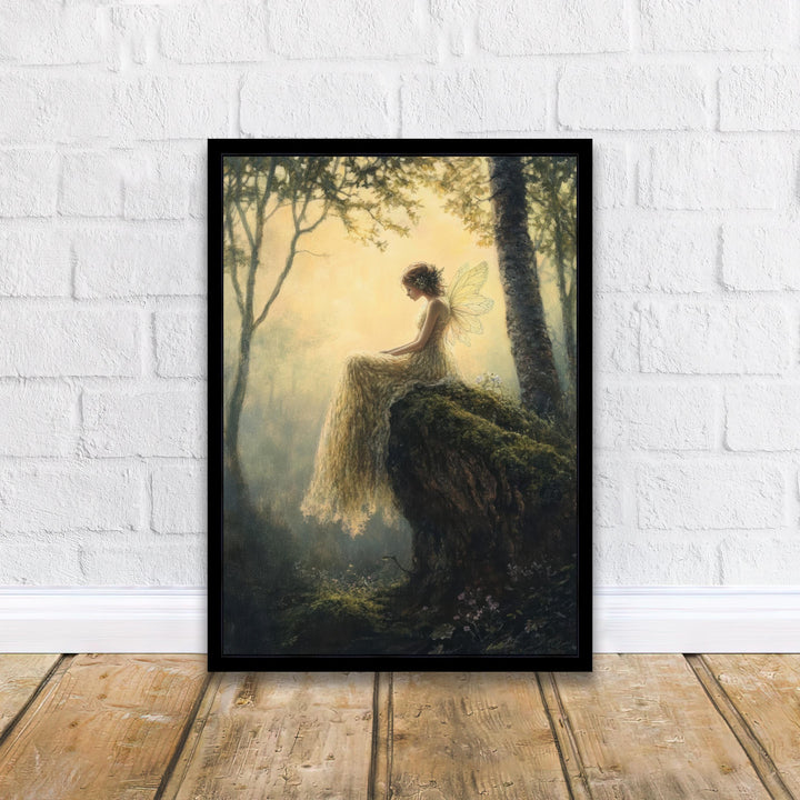 Fairy Dewdrop Woodland Art Print Cottagecore & Dark Academia Decor Whimsical Forest Wall Art Vintage Nature Poster for Enchanted Rustic