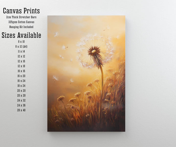 Dandelion Seeds Floating Art Print Cottagecore Decor Whimsical Nature Wall Art Vintage Botanical Poster for Rustic Home and Nature Inspired