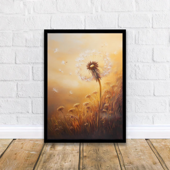 Dandelion Seeds Floating Art Print Cottagecore Decor Whimsical Nature Wall Art Vintage Botanical Poster for Rustic Home and Nature Inspired