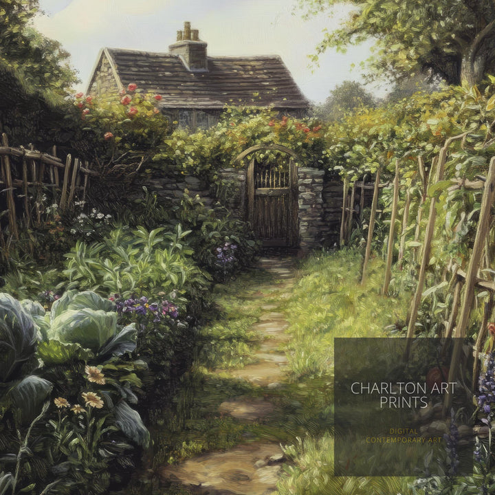 Victorian Vegetable Garden Art Print Cottagecore Decor Rustic Garden Wall Art Vintage Nature Poster for Cozy Homes and Nature Inspired