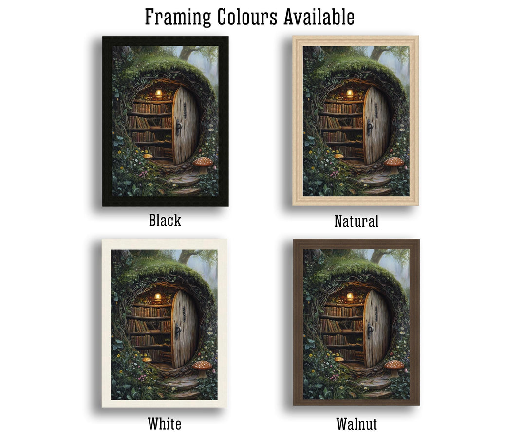 Moss Covered Library Art Print Cottagecore Decor Enchanted Bookish Wall Art Vintage Nature Poster for Cozy Homes and Nature Inspired Spaces