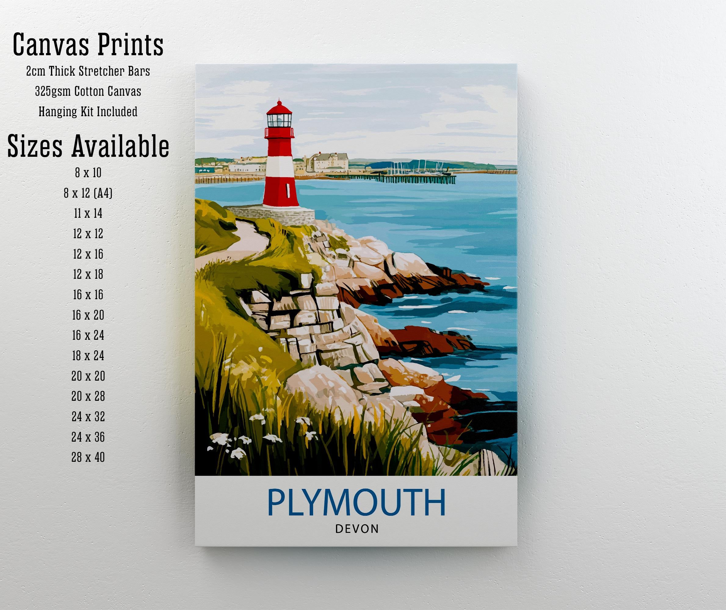 Plymouth UK Travel Poster Coastal Art Plymouth Print Scenic British Town Poster Plymouth Waterfront Decor