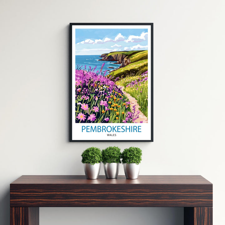 Pembrokeshire Travel Poster UK Coastal Art Pembrokeshire Poster Scenic Wales Poster Pembrokeshire