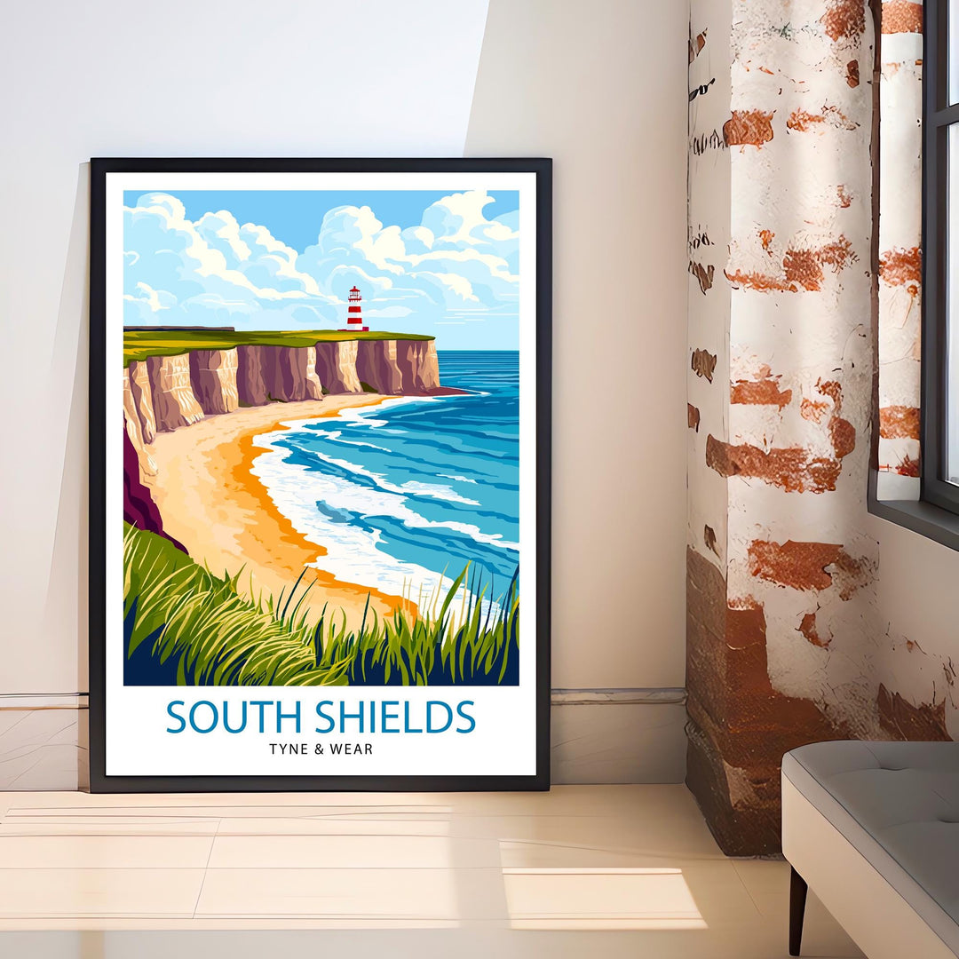 South Shields Travel Poster UK Coastal Art South Shields Poster Scenic North East England Poster South Shields
