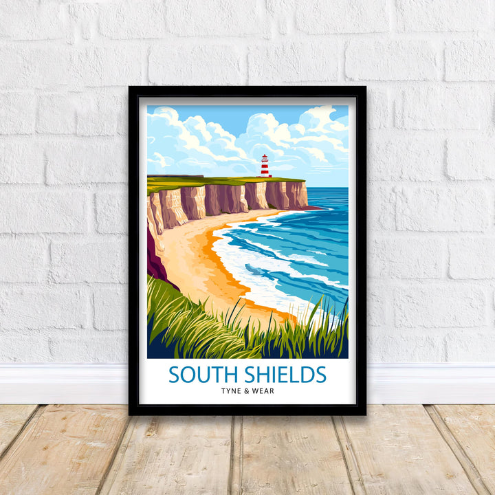 South Shields Travel Poster UK Coastal Art South Shields Poster Scenic North East England Poster South Shields