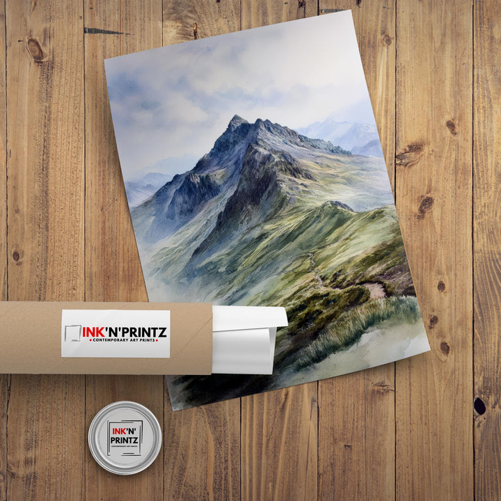 Scafell Pike Watercolor Painting Lake District Art Scafell Pike Print Scenic Mountain Watercolor UK Landscape Decor