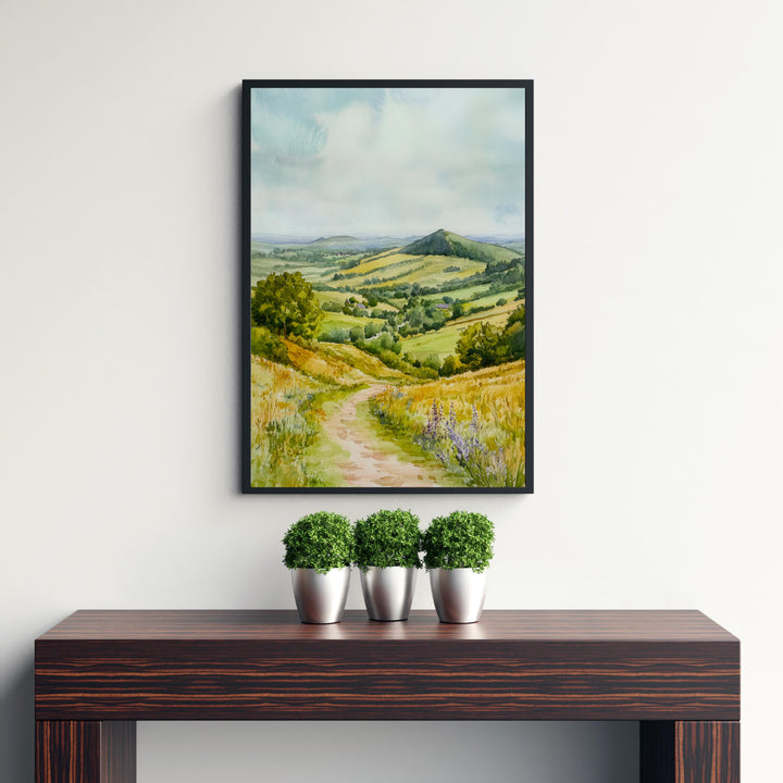 Shropshire Hills Watercolor Painting UK Landscape Art Shropshire Print Scenic Hill Art Watercolor Decor