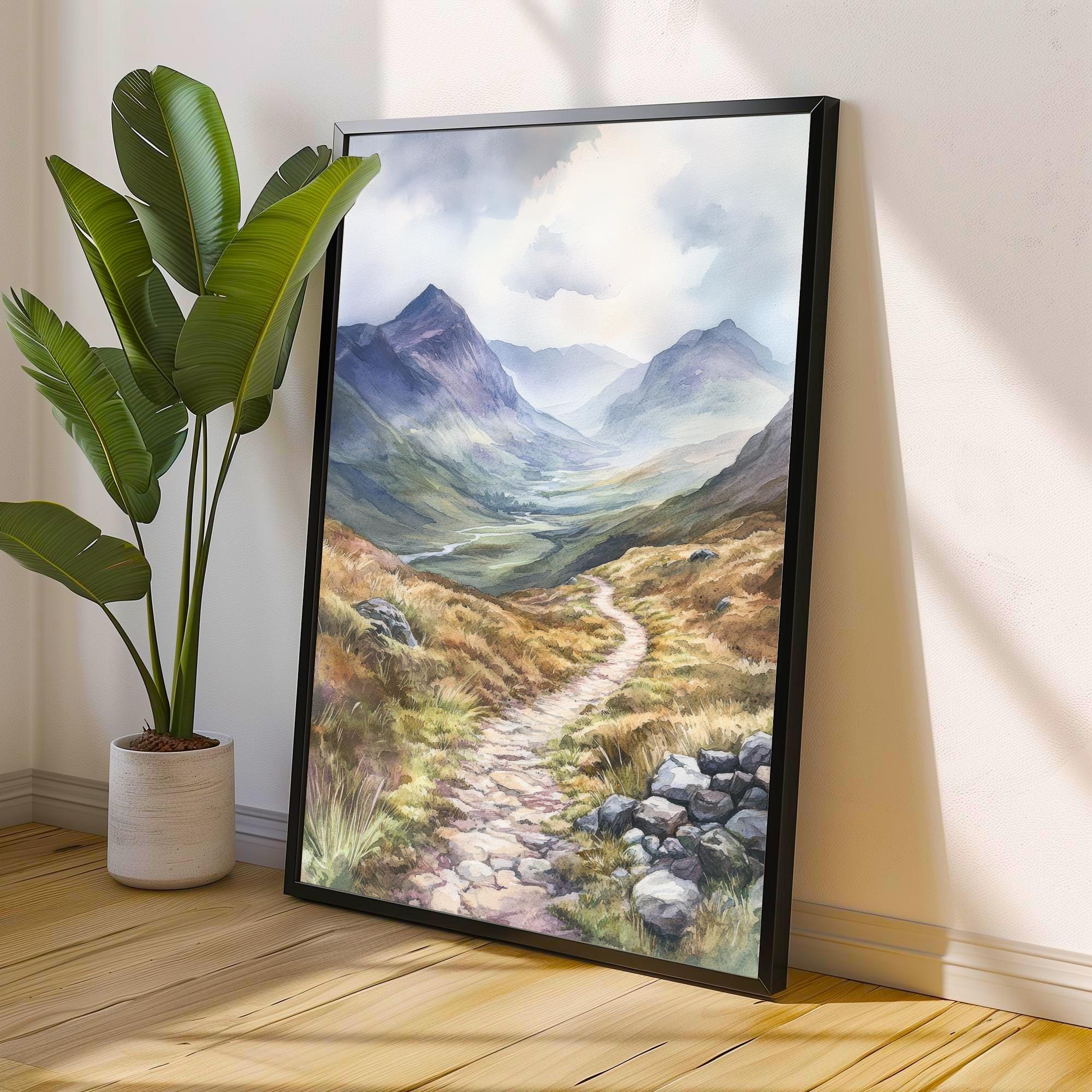 West Highland Way Watercolor Painting Scottish Landscape Art West Highland Way Print Scenic Scotland Decor