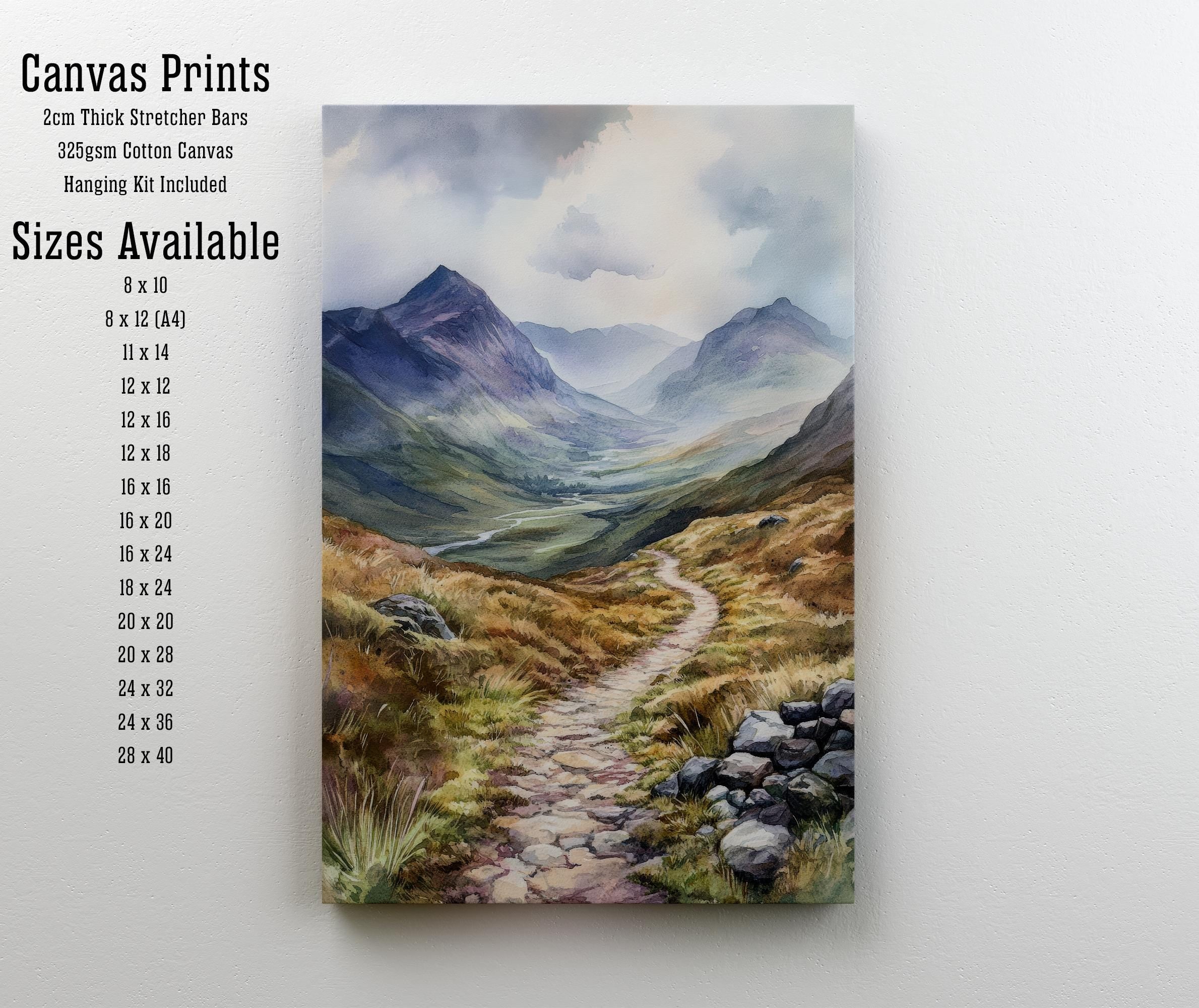 West Highland Way Watercolor Painting Scottish Landscape Art West Highland Way Print Scenic Scotland Decor