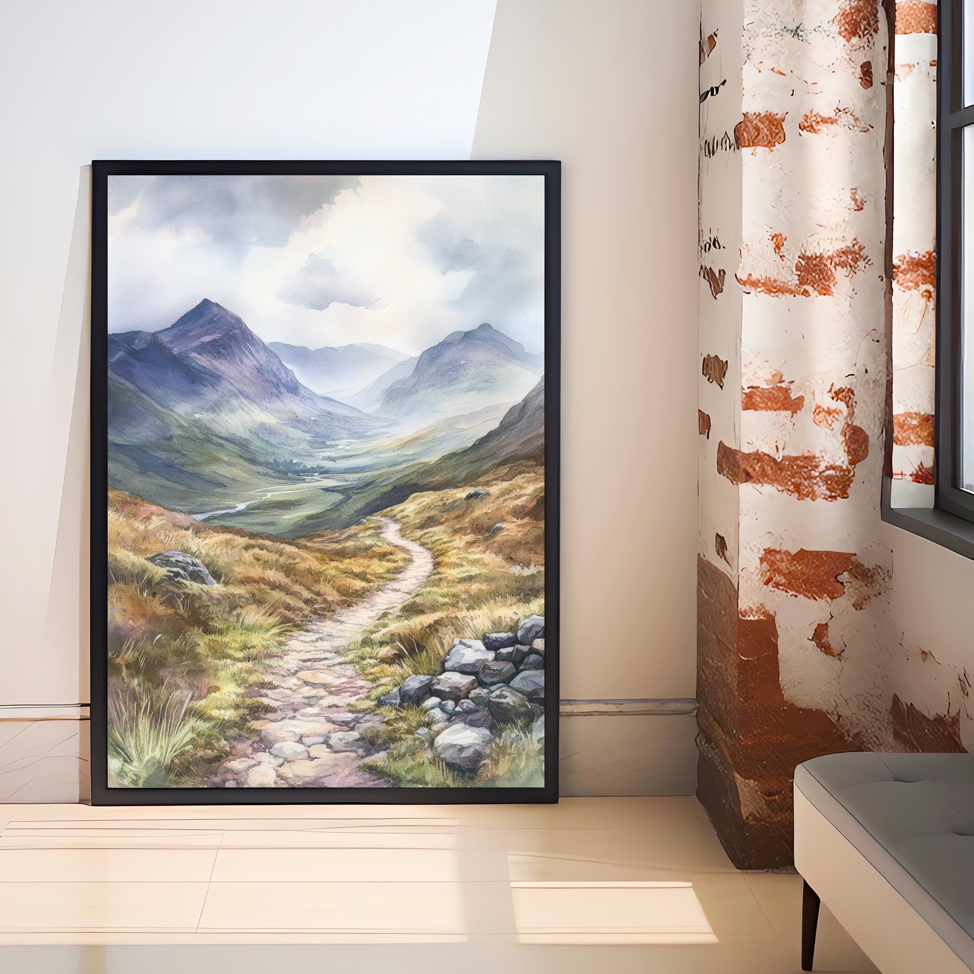 West Highland Way Watercolor Painting Scottish Landscape Art West Highland Way Print Scenic Scotland Decor