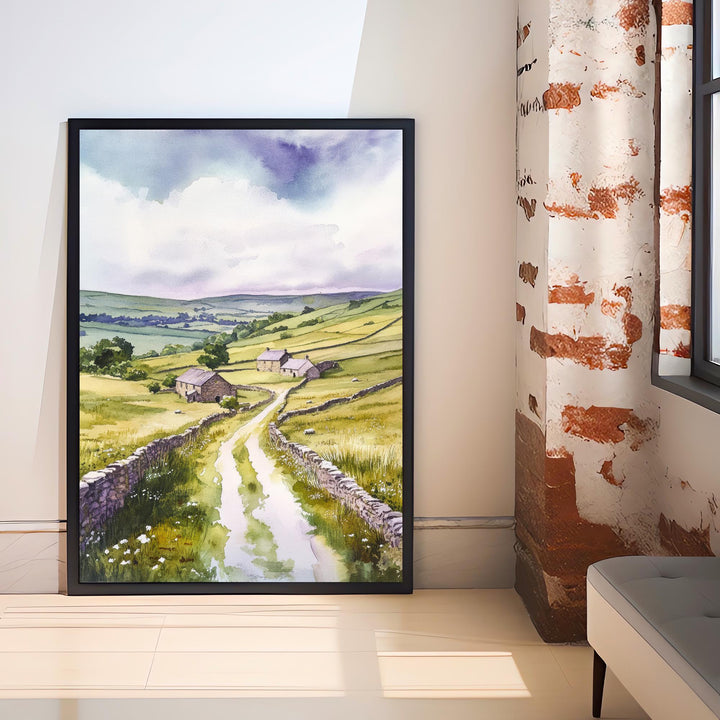 Yorkshire Dales Watercolor Painting UK Landscape Art Yorkshire Dales Print Scenic Countryside Decor