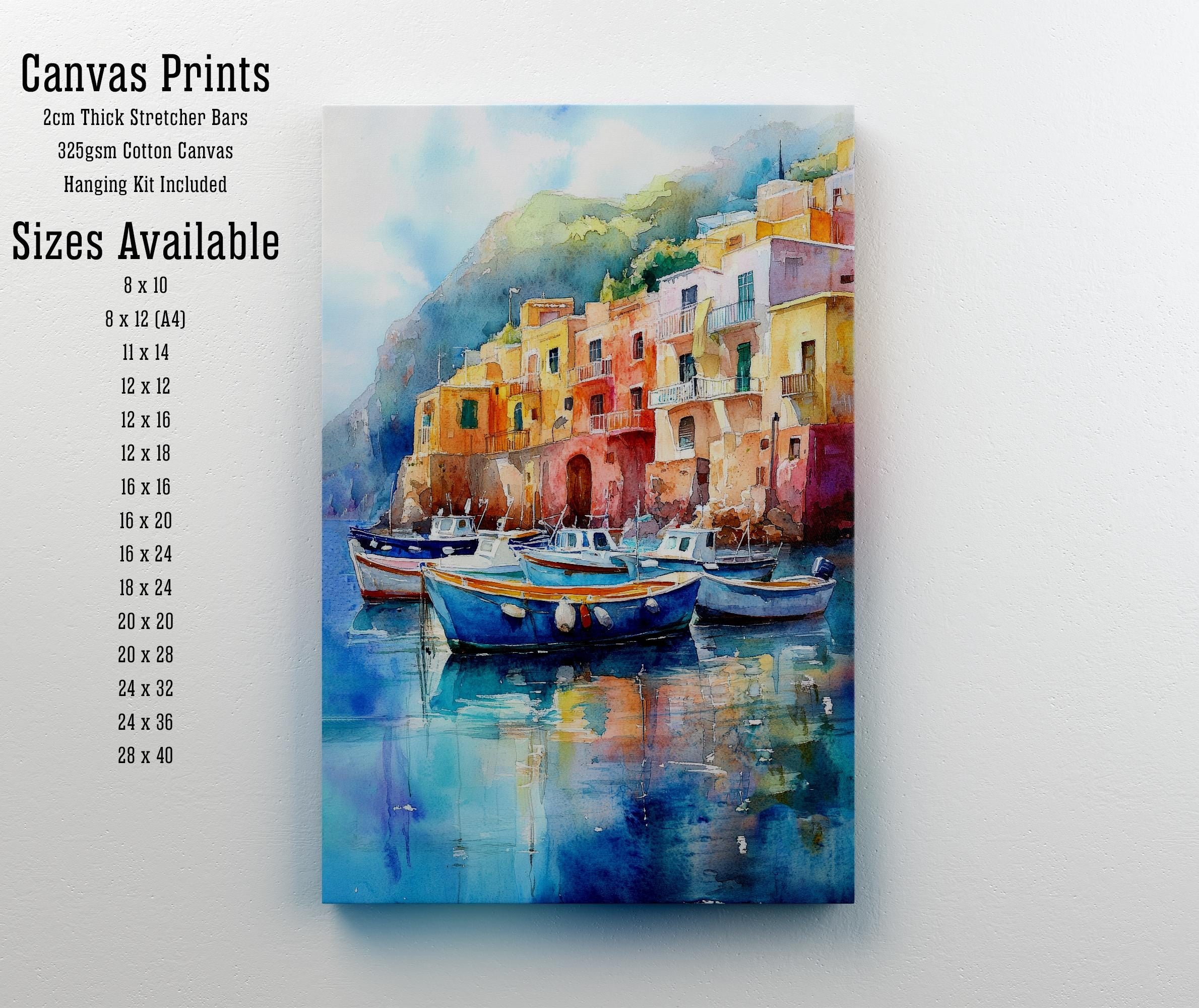 Capri Italy Watercolor Painting Italian Island Art Capri Poster Scenic Coastal Watercolor Italy Landscape Capri Beach Decor