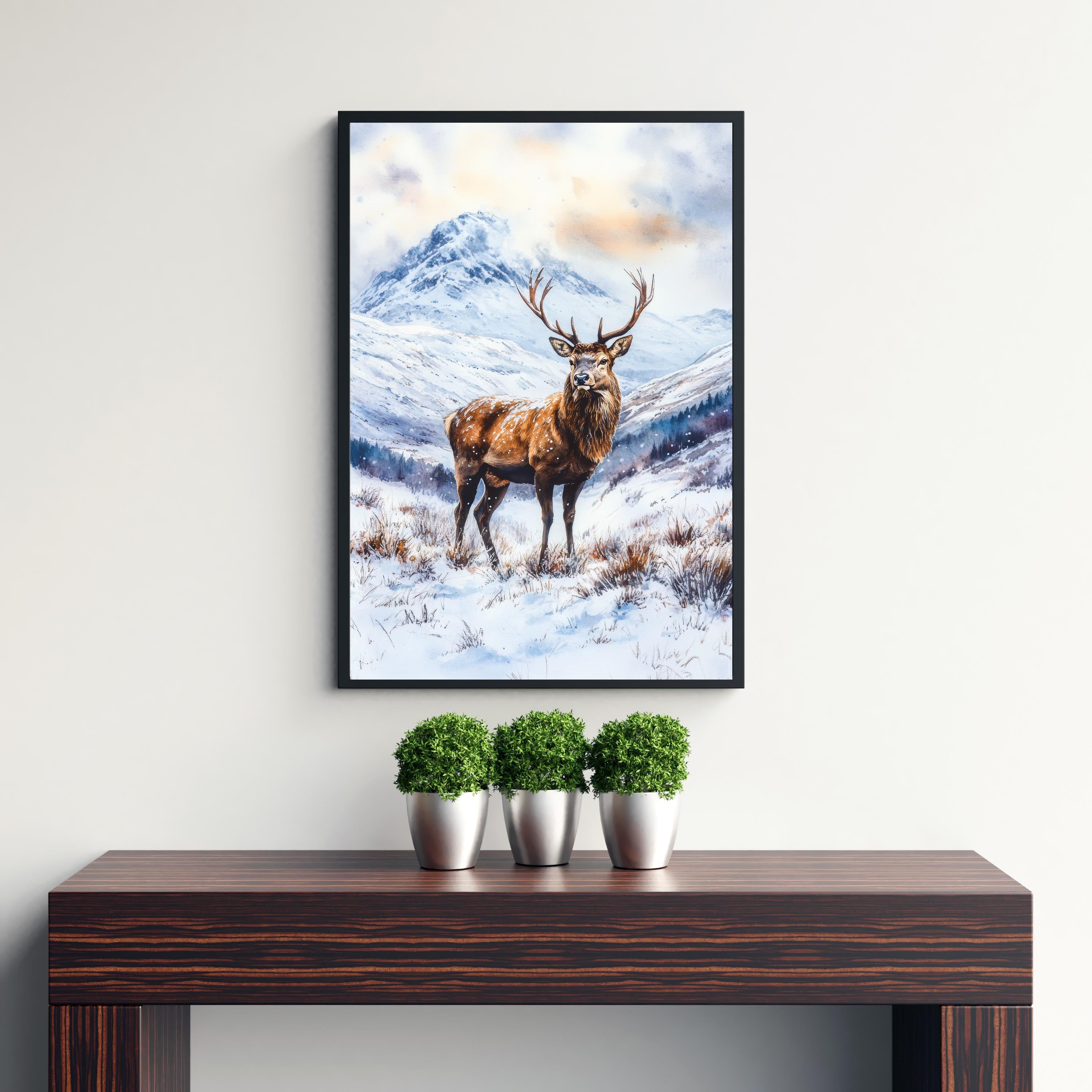 Scottish Highlands Watercolor Painting Scotland Landscape Art Highland Print Scenic Scottish Watercolor Decor
