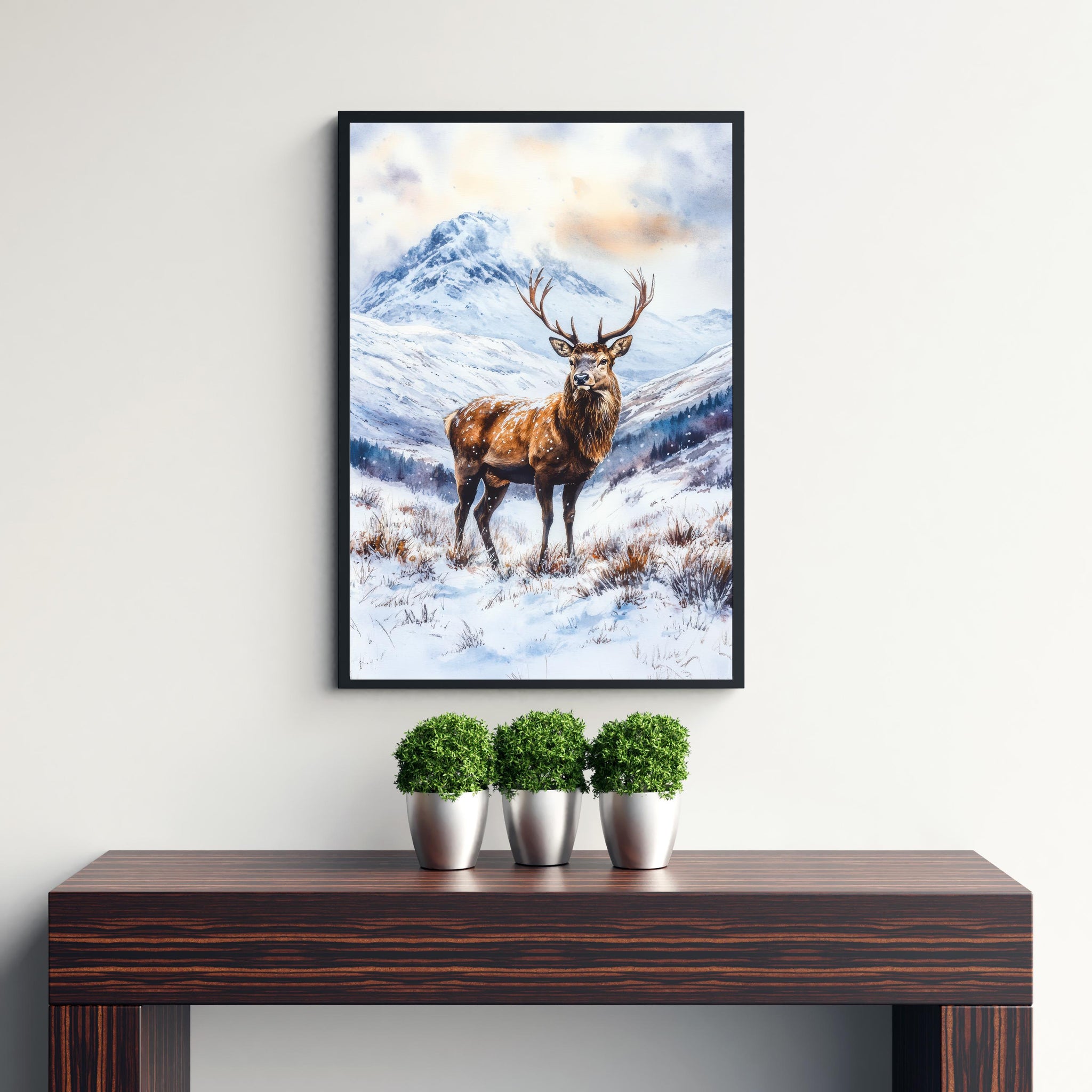 Scottish Highlands Watercolor Painting Scotland Landscape Art Highland Print Scenic Scottish Watercolor Decor