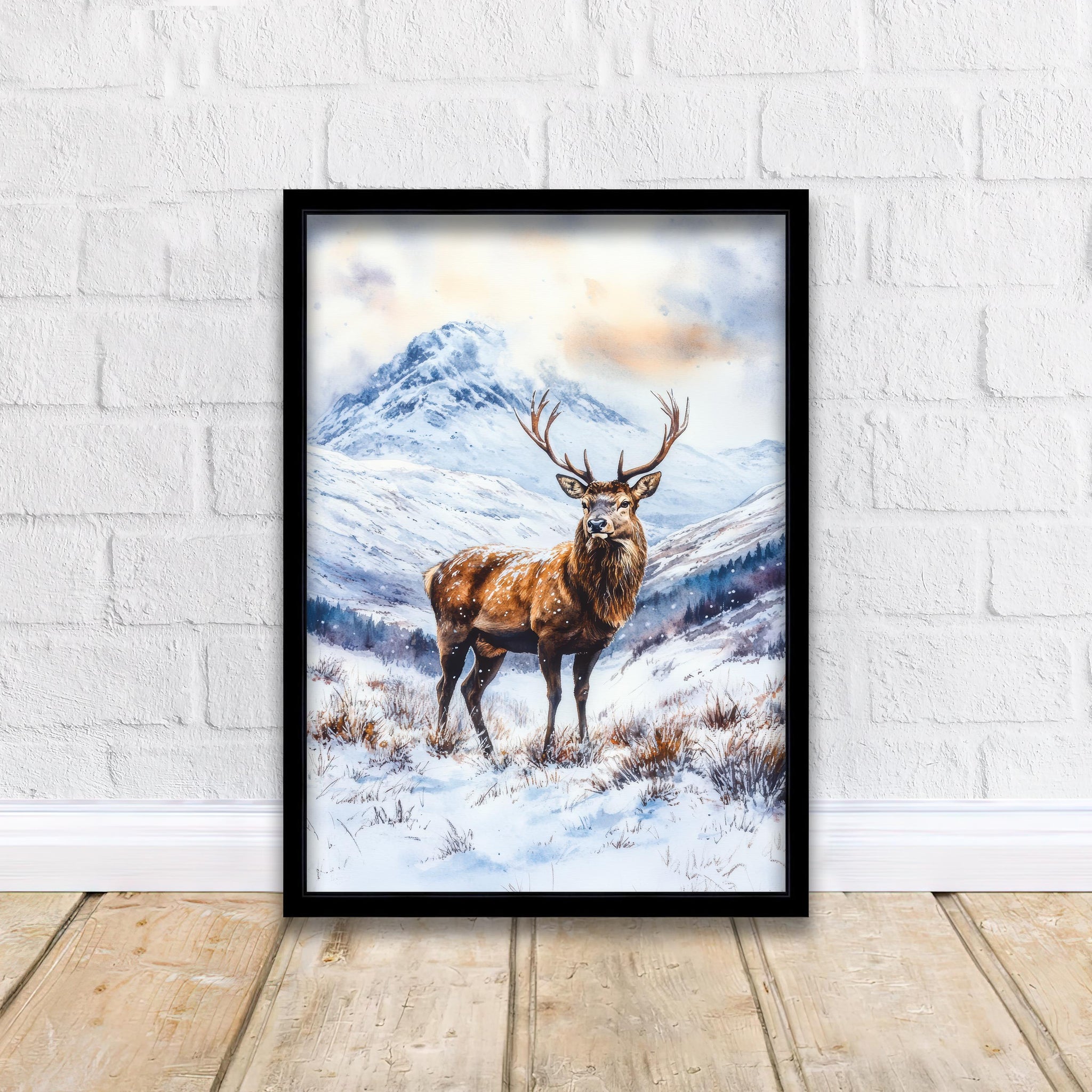 Scottish Highlands Watercolor Painting Scotland Landscape Art Highland Print Scenic Scottish Watercolor Decor