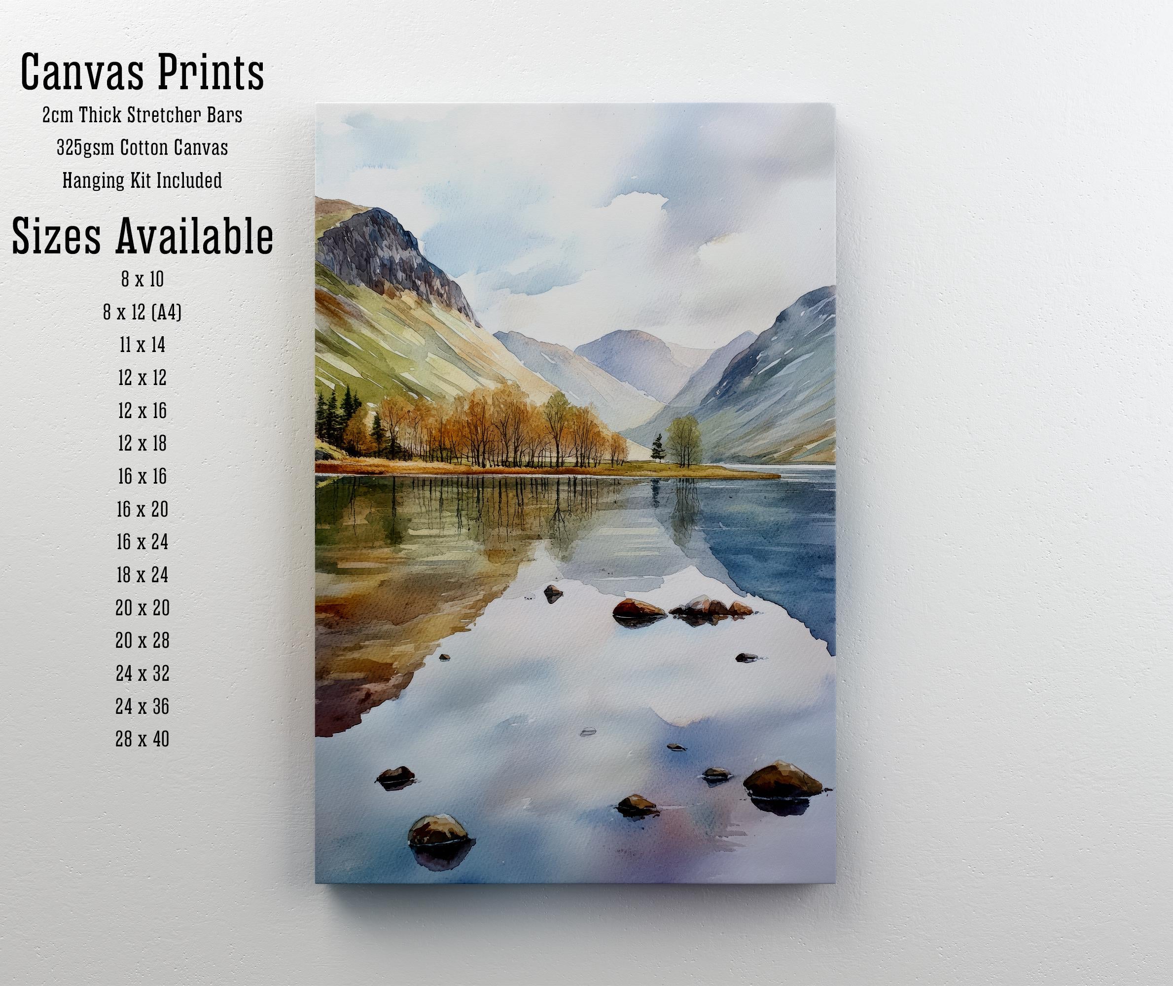Buttermere Watercolor Painting Lake District Art Buttermere Print Scenic UK Watercolor Nature Decor