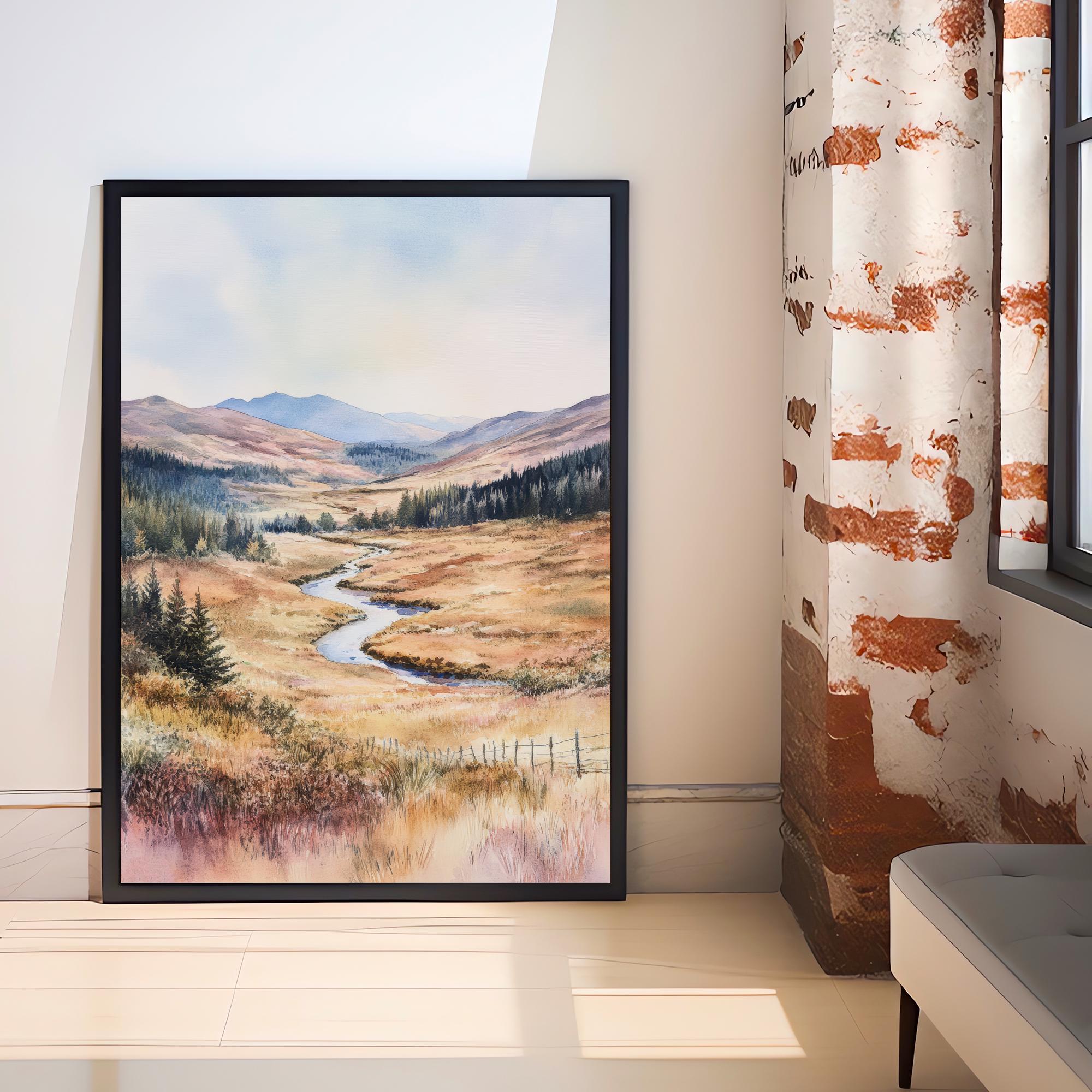 Cairngorms Watercolor Painting Scottish Highlands Art Cairngorms Print Scenic Mountain Watercolor Decor