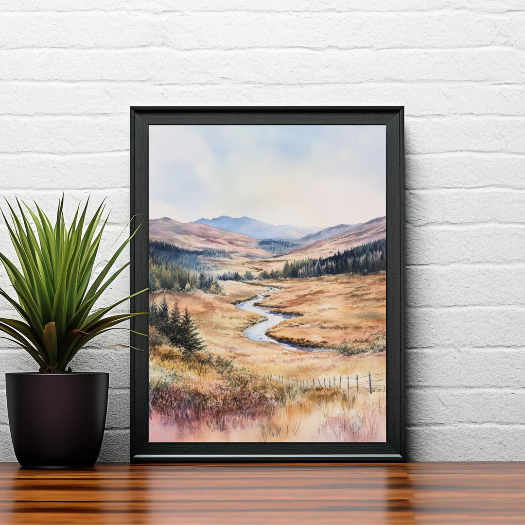 Cairngorms Watercolor Painting Scottish Highlands Art Cairngorms Print Scenic Mountain Watercolor Decor