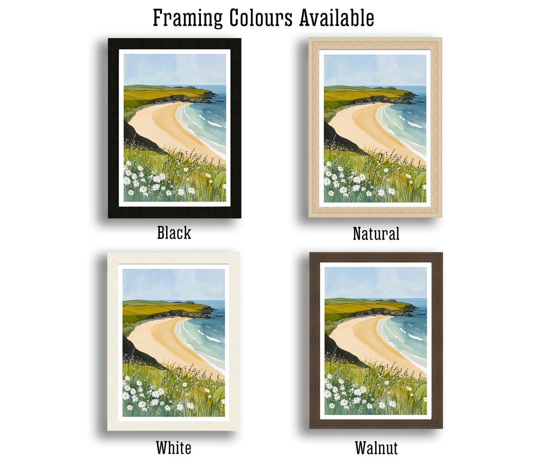 Constantine Bay Travel Poster Cornwall Beach Art Constantine Bay Print Scenic Cornwall Poster Seaside Decor