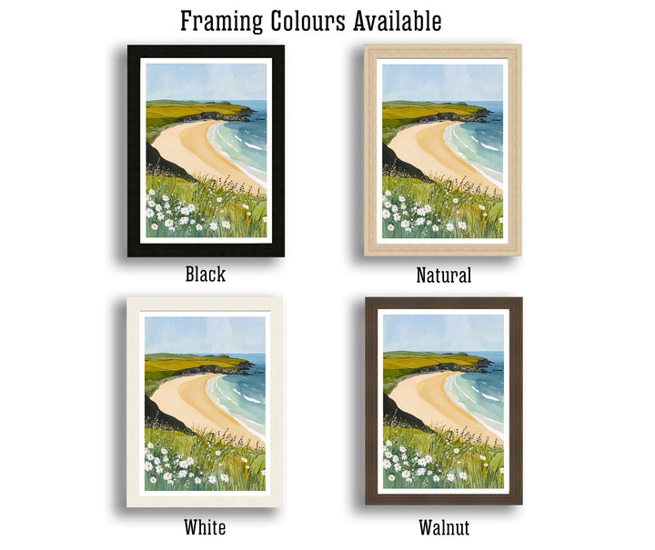 Constantine Bay Travel Poster Cornwall Beach Art Constantine Bay Print Scenic Cornwall Poster Seaside Decor