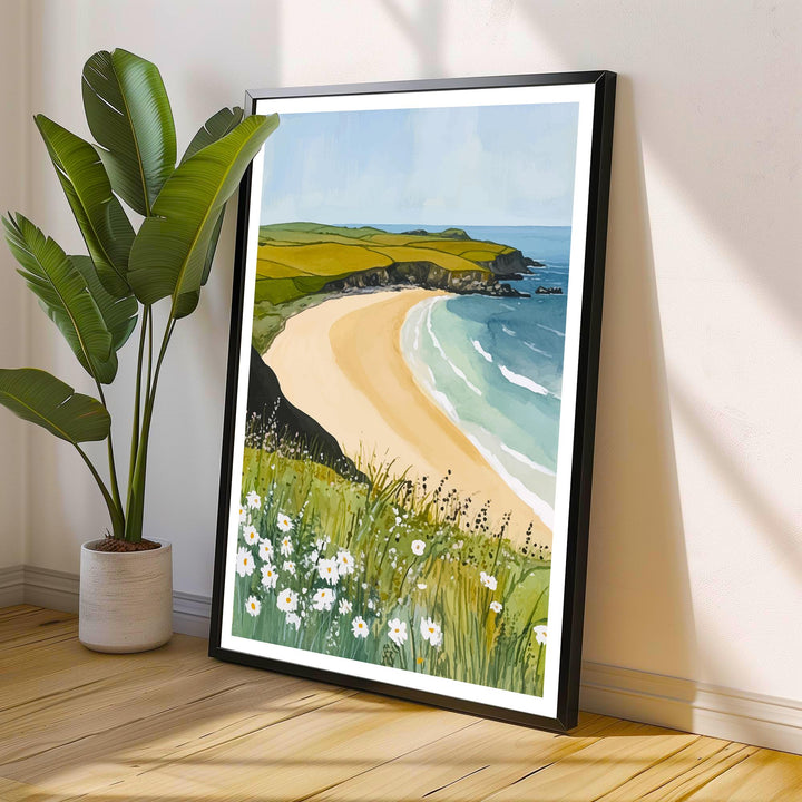 Constantine Bay Travel Poster Cornwall Beach Art Constantine Bay Print Scenic Cornwall Poster Seaside Decor
