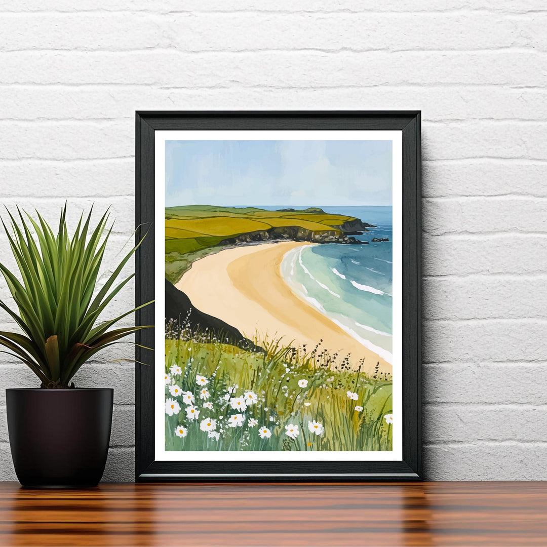 Constantine Bay Travel Poster Cornwall Beach Art Constantine Bay Print Scenic Cornwall Poster Seaside Decor