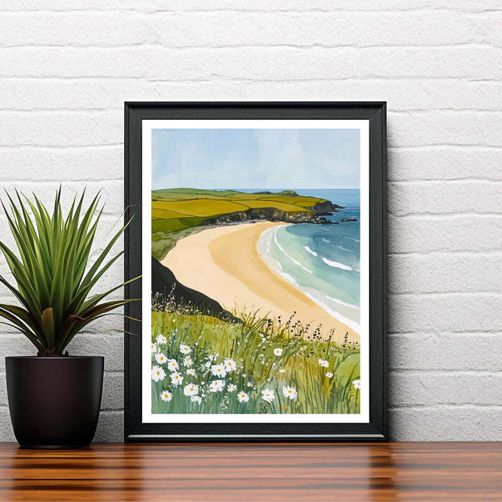 Constantine Bay Travel Poster Cornwall Beach Art Constantine Bay Print Scenic Cornwall Poster Seaside Decor