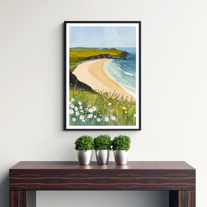 Constantine Bay Travel Poster Cornwall Beach Art Constantine Bay Print Scenic Cornwall Poster Seaside Decor