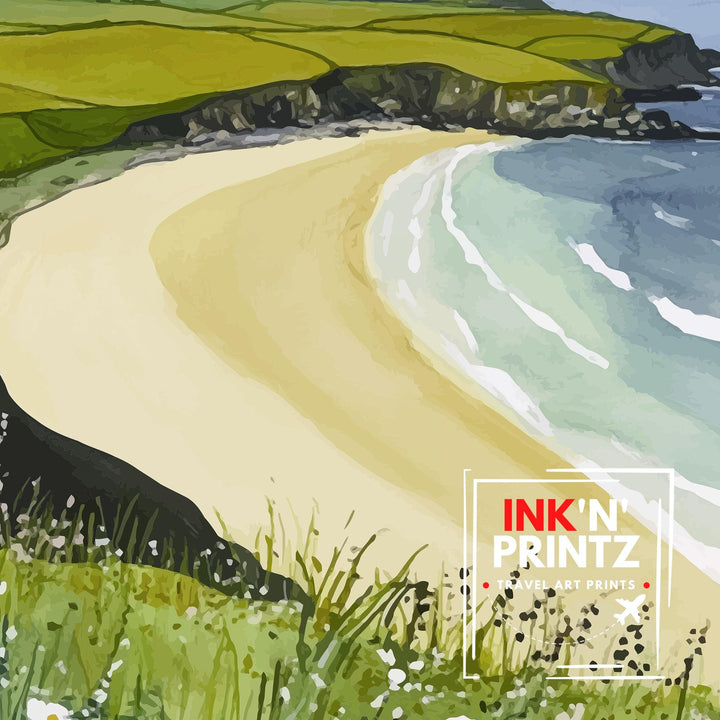 Constantine Bay Travel Poster Cornwall Beach Art Constantine Bay Print Scenic Cornwall Poster Seaside Decor