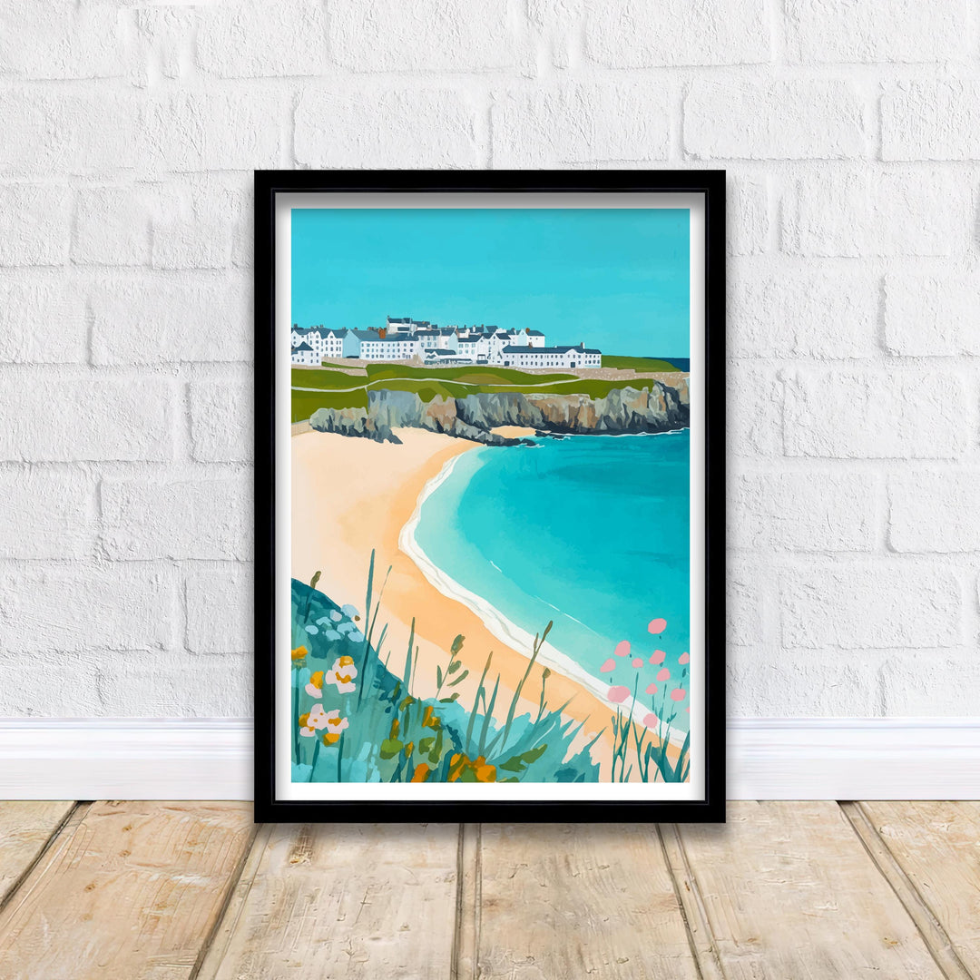 Fistral Beach Travel Poster Cornwall Beach Art Fistral Beach Print Scenic Seaside Poster Cornwall Decor