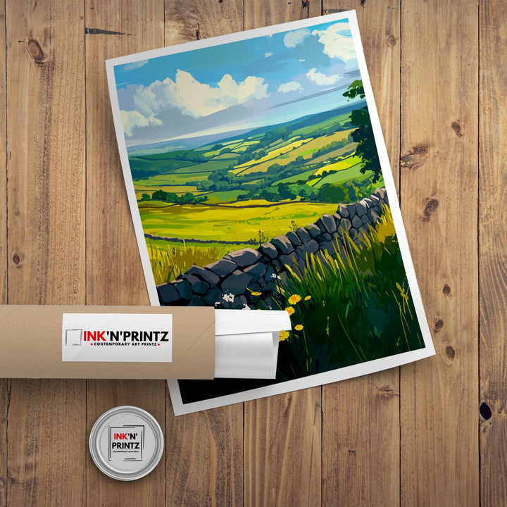 Peak District Travel Poster UK Landscape Art Peak District Print Scenic Countryside Poster British Nature Decor