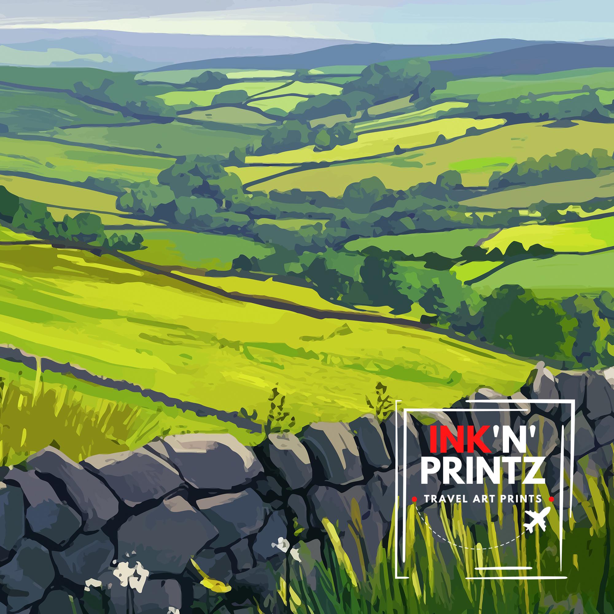 Peak District Travel Poster UK Landscape Art Peak District Print Scenic Countryside Poster British Nature Decor