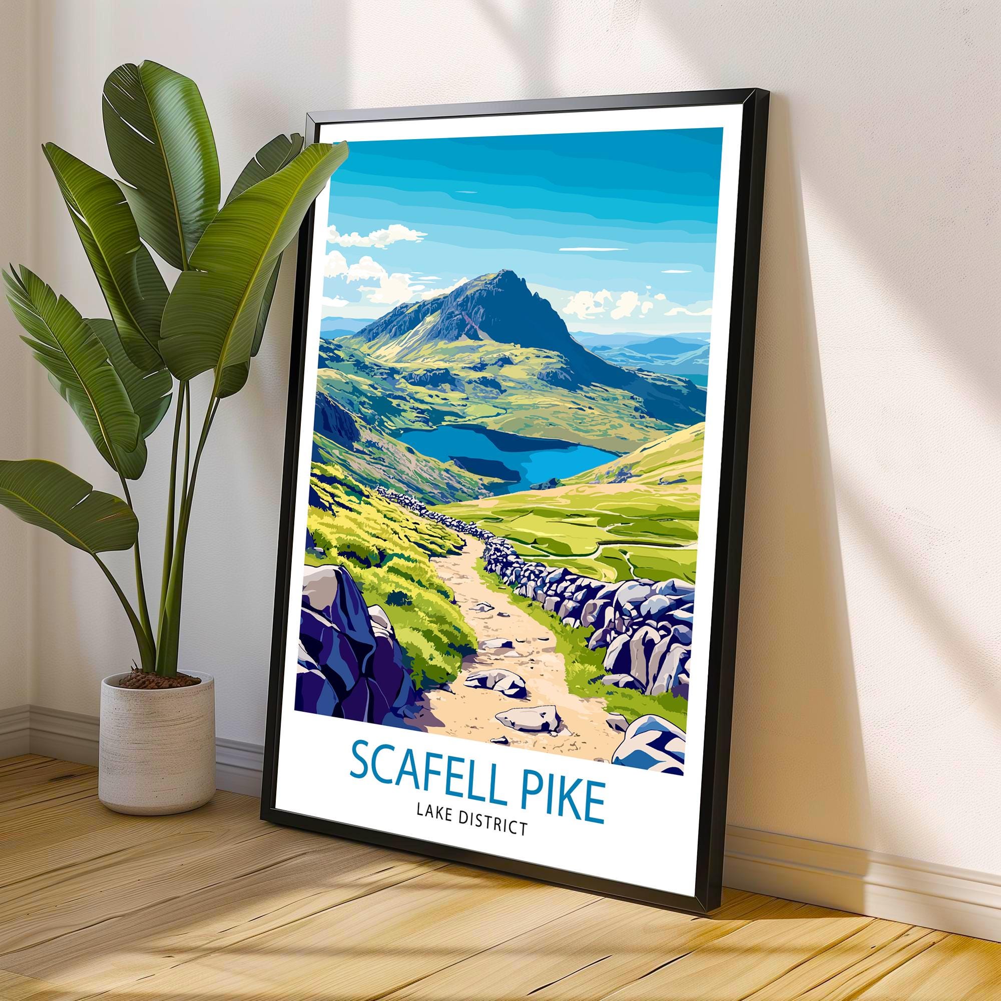 Scafell Pike Lake District Travel Poster Wall Decor Wall Art Scafell Pike Landscape Wall Hanging Home Décor Lake District Gift Art Lovers
