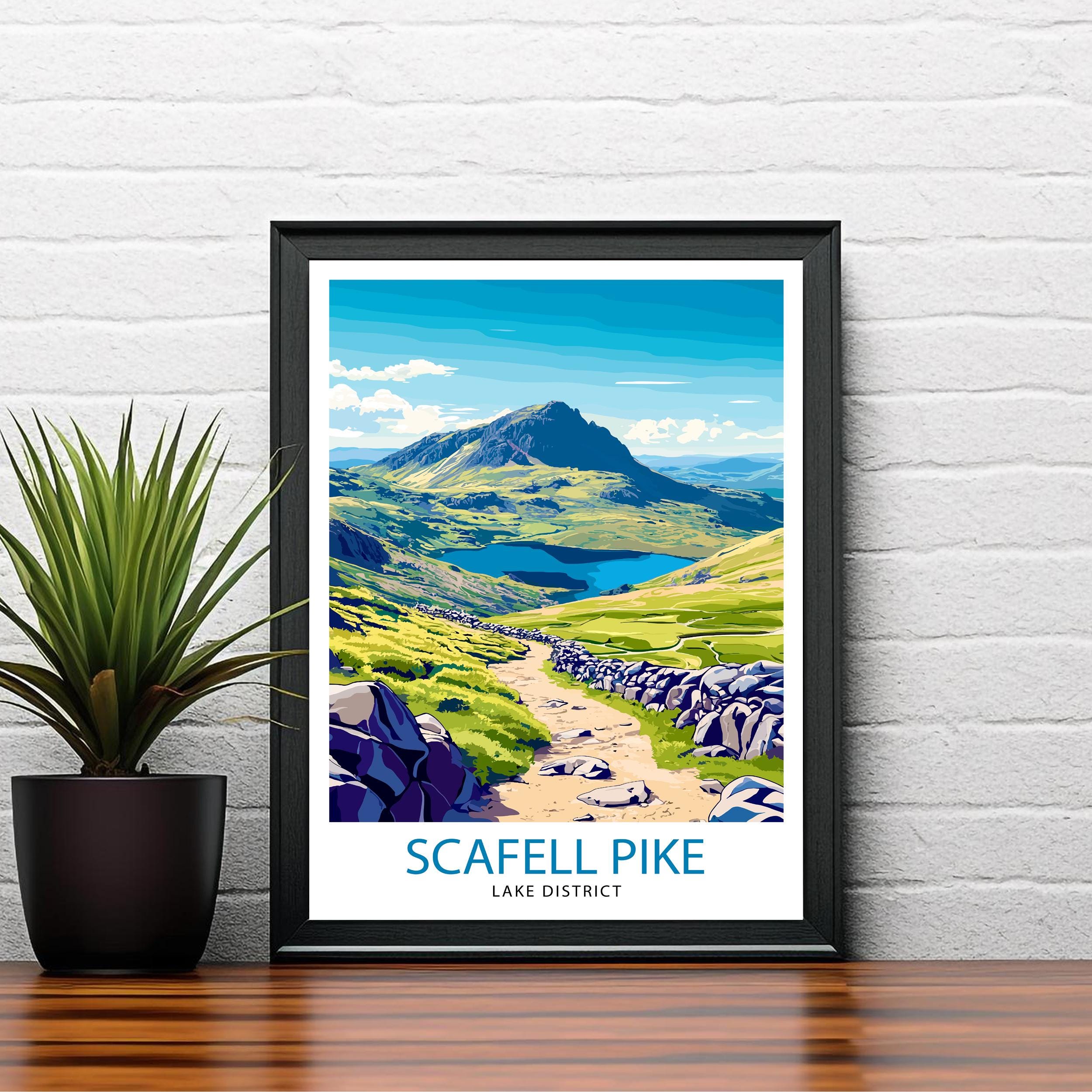 Scafell Pike Lake District Travel Poster Wall Decor Wall Art Scafell Pike Landscape Wall Hanging Home Décor Lake District Gift Art Lovers