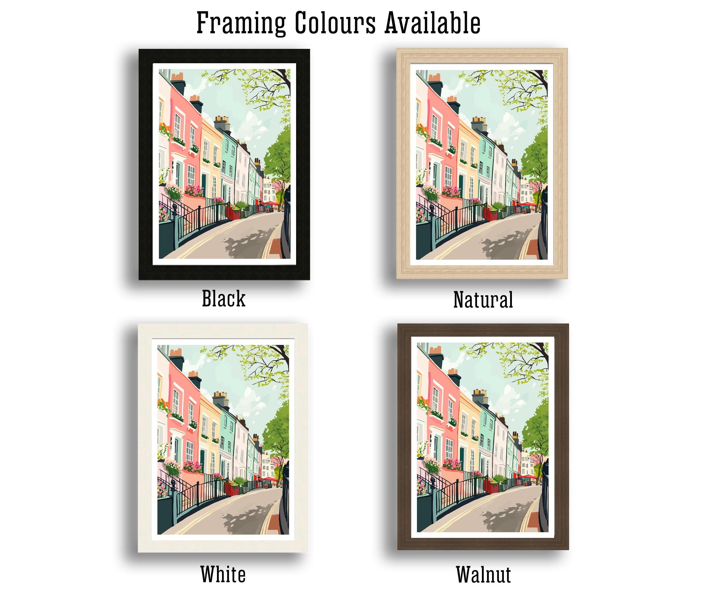 Notting Hill Travel Poster London City Art Notting Hill Print Scenic London Poster Notting Hill Decor