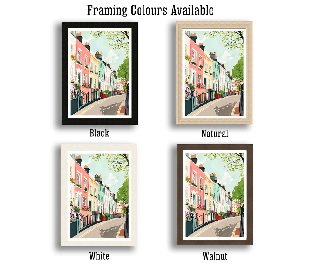Notting Hill Travel Poster London City Art Notting Hill Print Scenic London Poster Notting Hill Decor