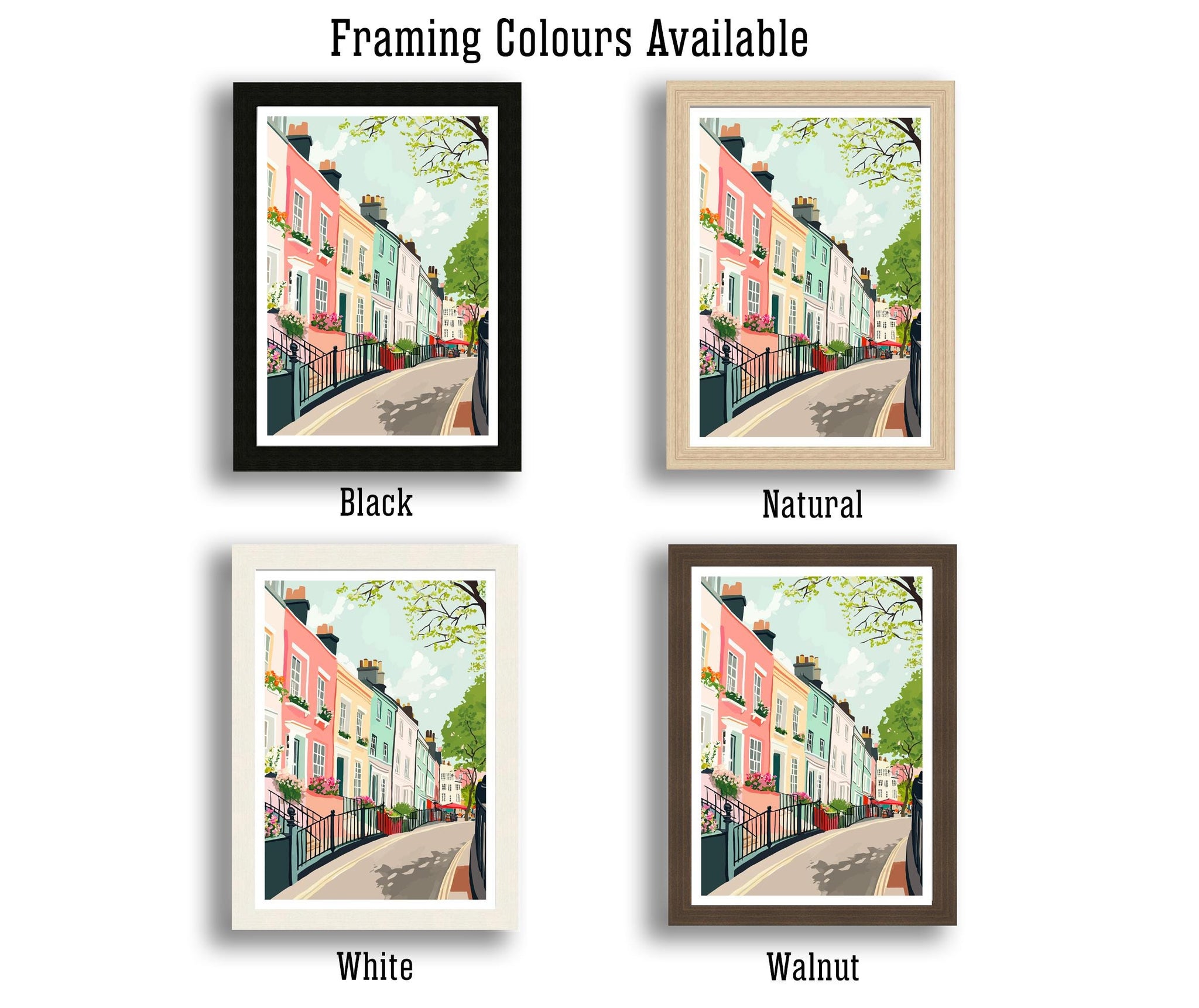 Notting Hill Travel Poster London City Art Notting Hill Print Scenic London Poster Notting Hill Decor