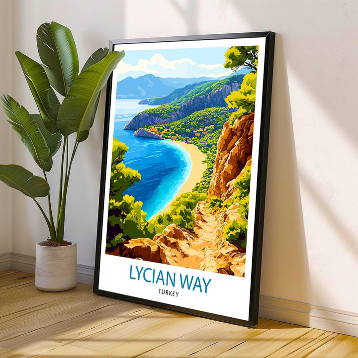 Lycian Way Turkey Travel Poster Turkish Coast Art Lycian Way Print Scenic Turkey Poster Mediterranean Decor
