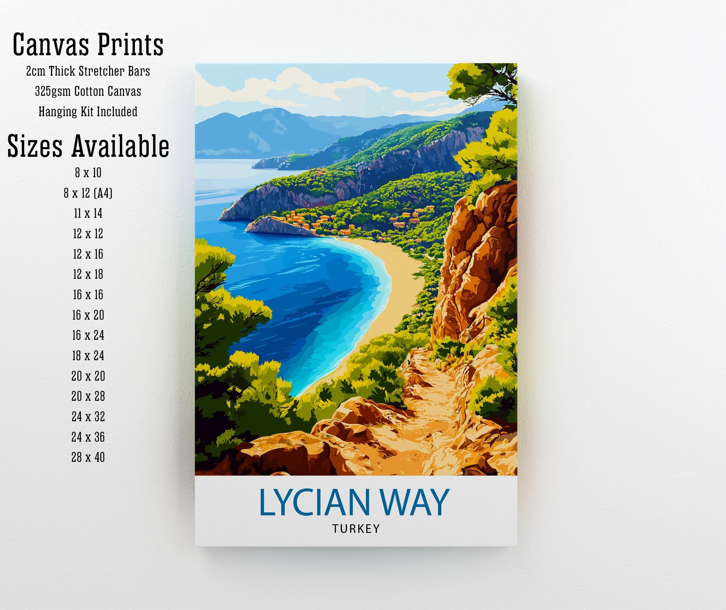 Lycian Way Turkey Travel Poster Turkish Coast Art Lycian Way Print Scenic Turkey Poster Mediterranean Decor