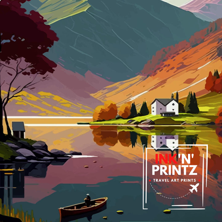 Lake District Travel Poster UK Landscape Art Lake District Print Scenic UK Poster Lake District Wall Decor