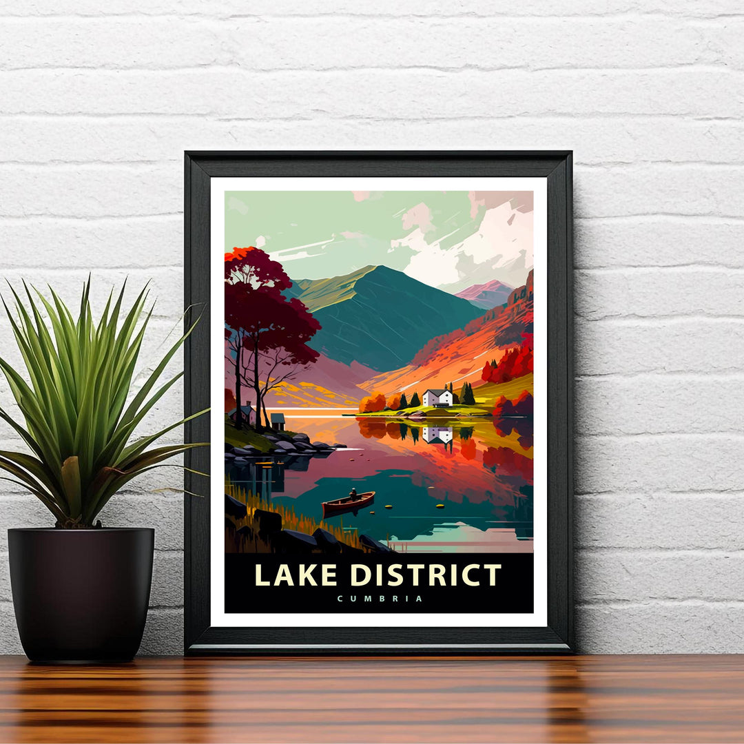 Lake District Travel Poster UK Landscape Art Lake District Print Scenic UK Poster Lake District Wall Decor