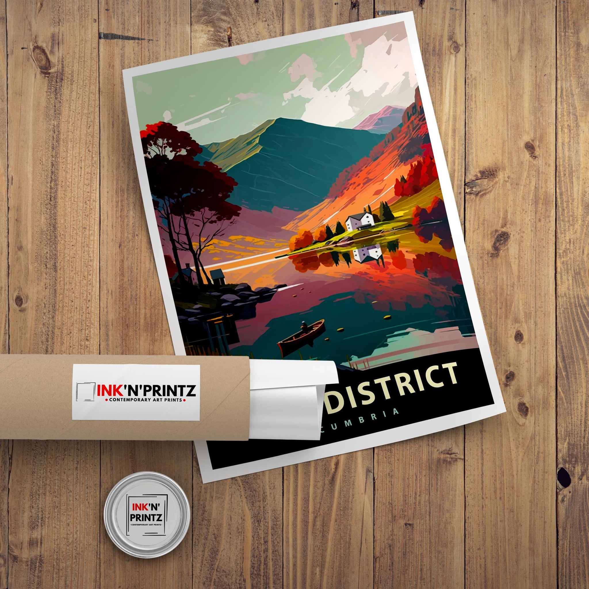 Lake District Travel Poster UK Landscape Art Lake District Print Scenic UK Poster Lake District Wall Decor