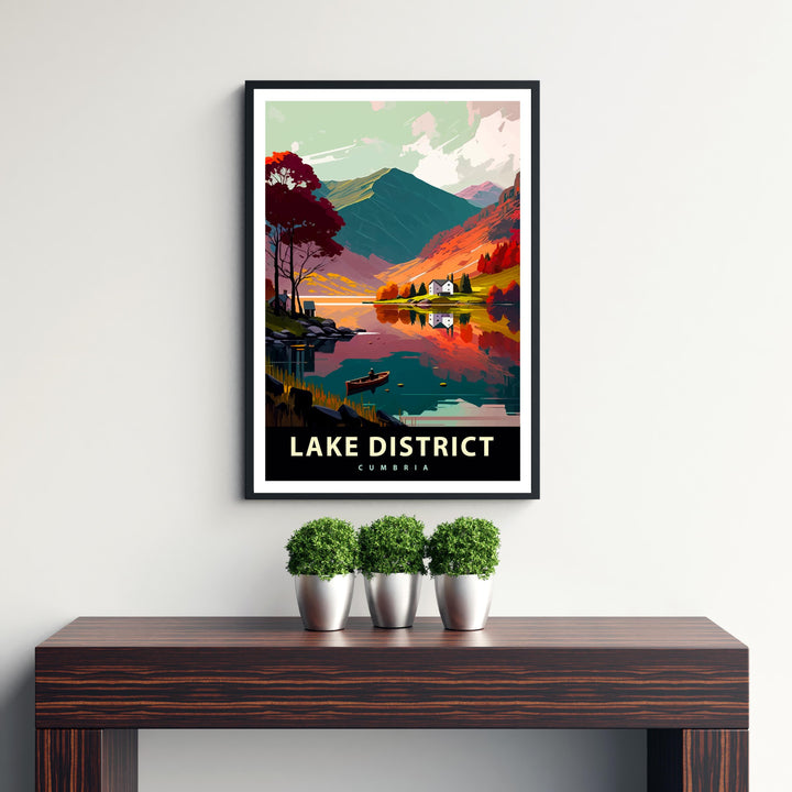 Lake District Travel Poster UK Landscape Art Lake District Print Scenic UK Poster Lake District Wall Decor