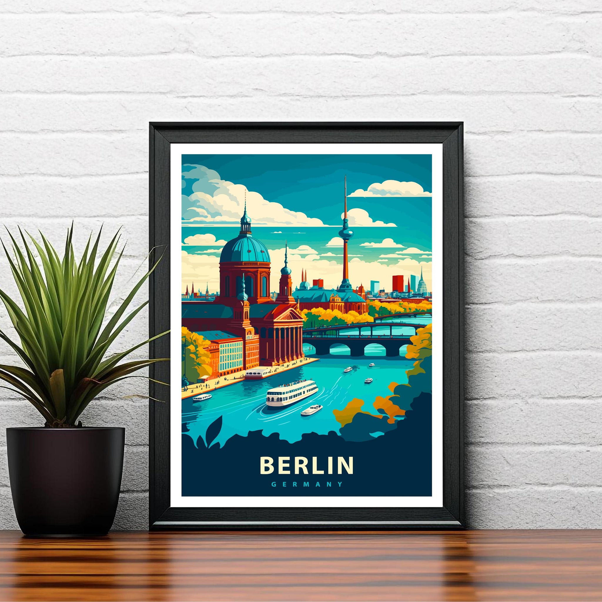 Berlin Germany Travel Poster Berlin City Art Berlin Skyline Print Scenic Germany Poster Berlin Wall Art